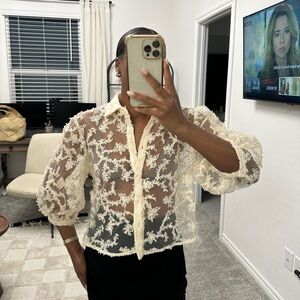 Lace Button Up Blouse